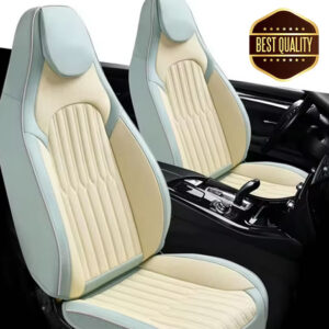 Exclusive: Luxury Nappa Leather Black 5-Piece Car Seat Protector Set Waterproof with Front Headrest Breathable All-Season Full Car Seat Covers