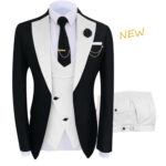 High End Men's 3 Pieces Formal Sets Slim Costume Homme Shawl Lapel - White