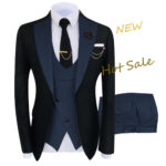 High End Men's 3 Pieces Formal Sets Slim Costume Homme Shawl Lapel - Blue